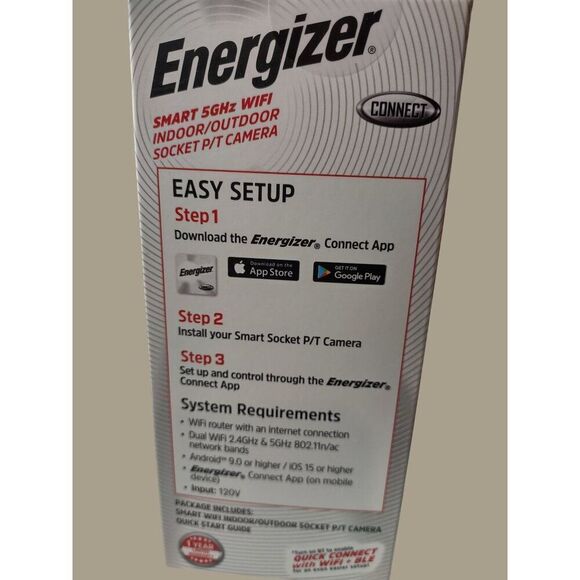 Energizer Smart WIFI Indoor/Outdoor Socket P/T Security Camera - Picture 3 of 4